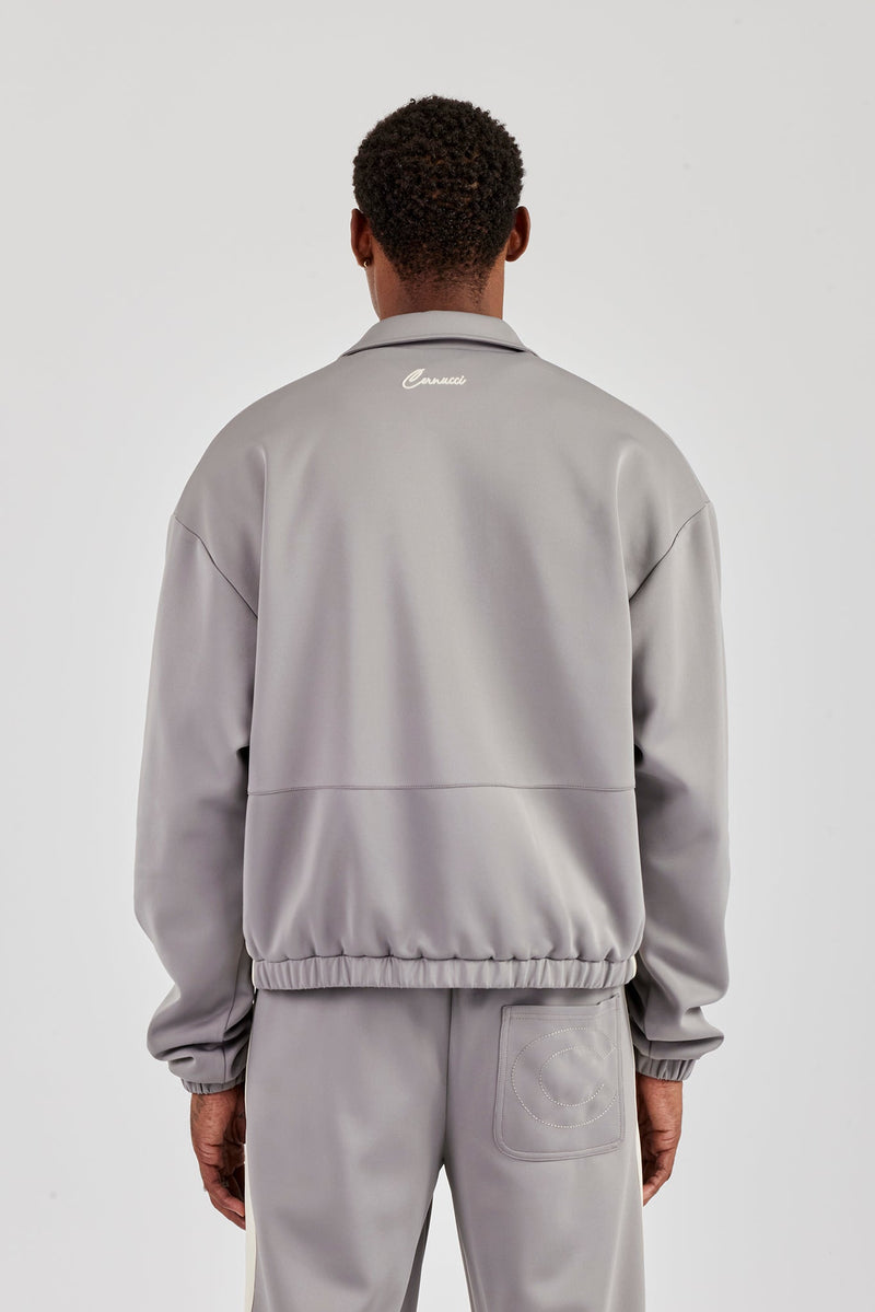 Poly Contrast Track Jacket - Grey