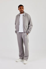 Poly Contrast Track Jacket & Relaxed Trouser - Grey