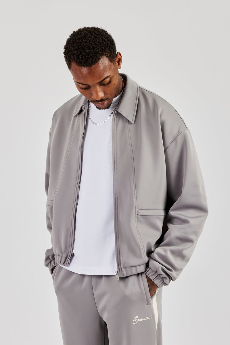 Poly Contrast Track Jacket - Grey