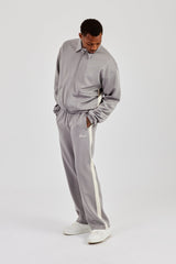 Poly Contrast Track Jacket & Relaxed Trouser - Grey