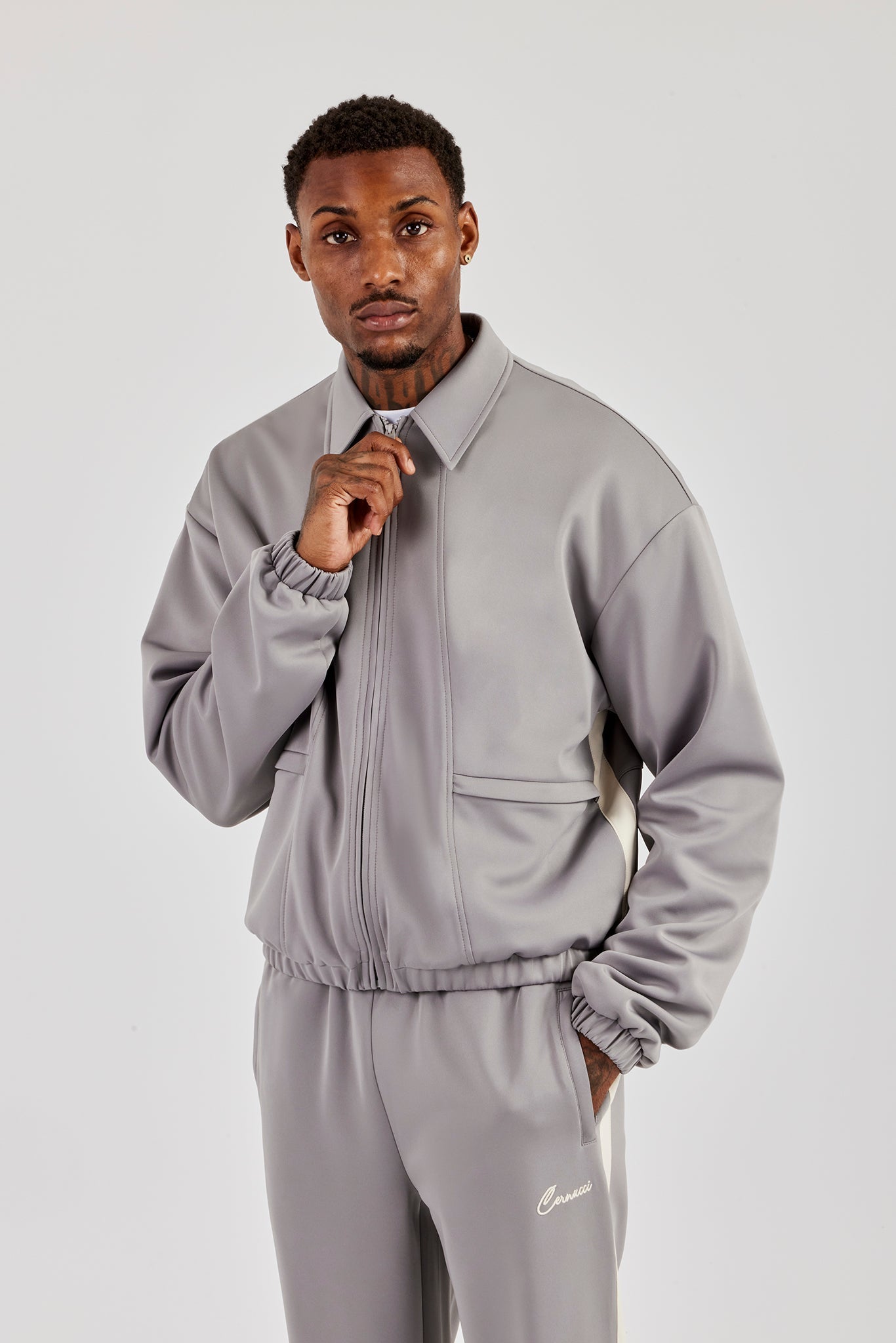 Poly Contrast Track Jacket - Grey | Mens Outerwear | Shop Track