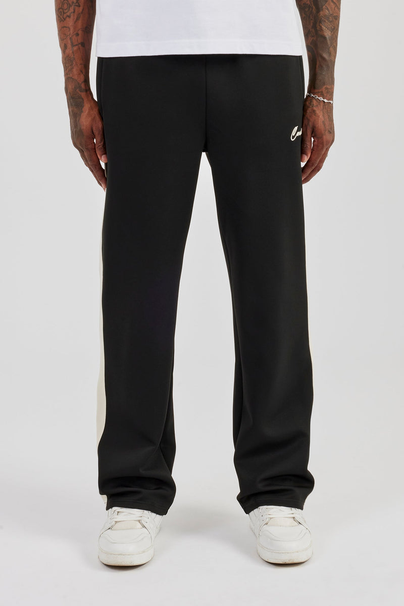 Poly Contrast Relaxed Trouser - Black