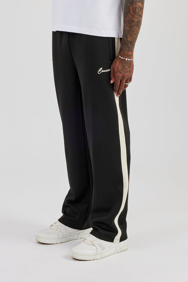 Poly Contrast Relaxed Trouser - Black