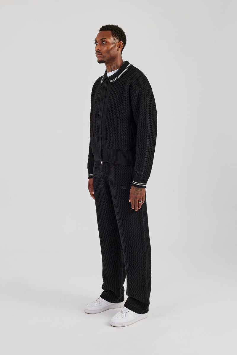Knitted Harrington & Jogger - Black