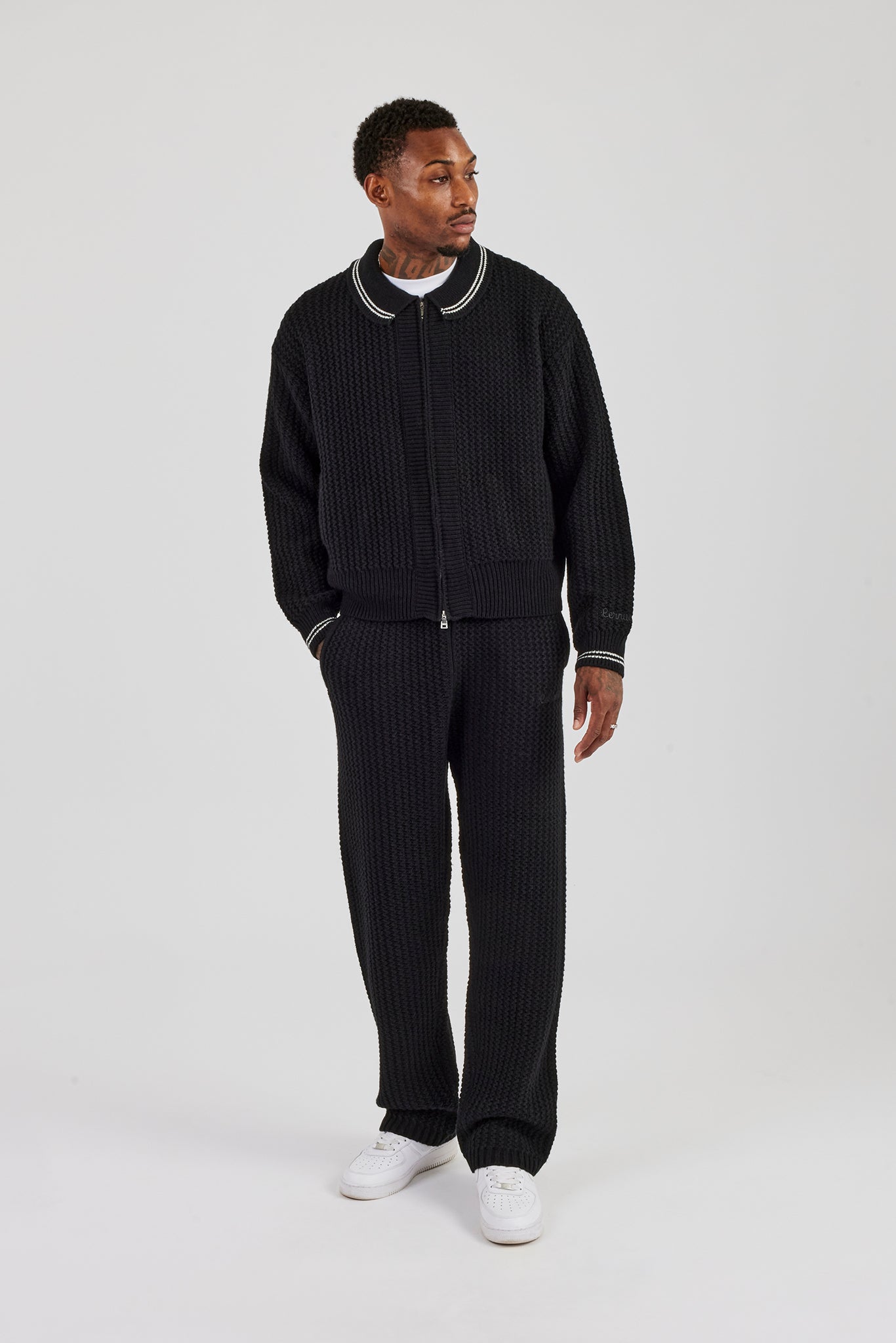 Knitted Harrington & Jogger - Black