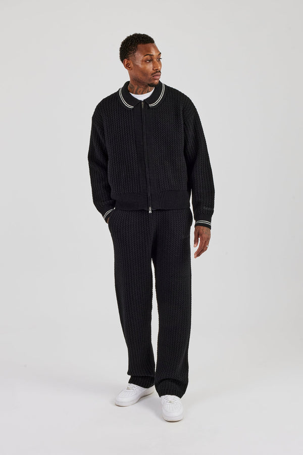 Knitted Harrington & Jogger - Black
