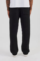 Knitted Sports Rib Jogger - Black
