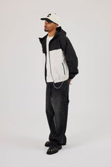 Nylon Contrast Windbreaker - Black