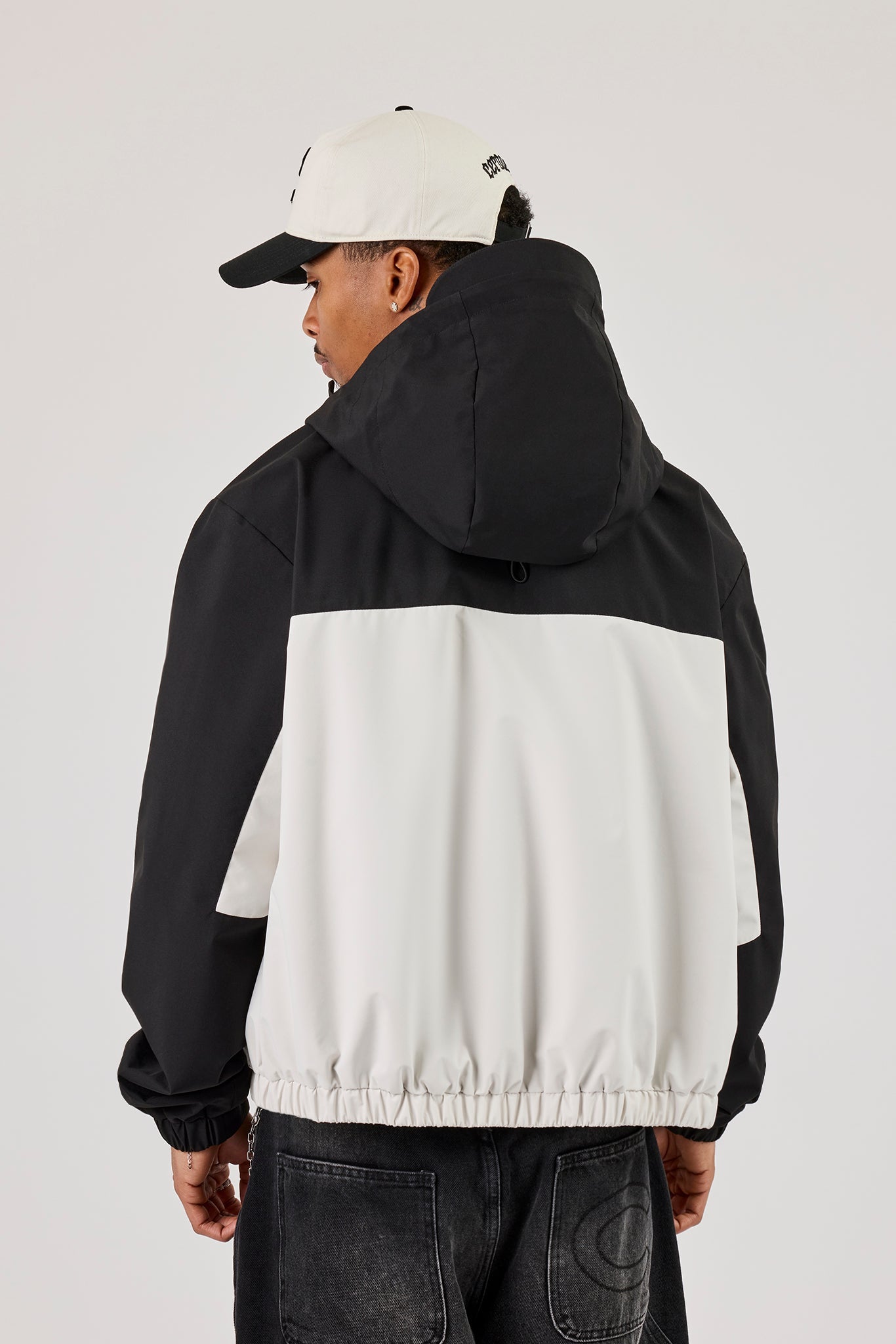 Nylon Contrast Windbreaker - Black