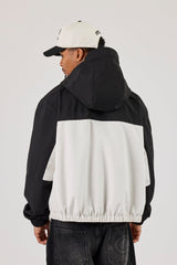 Nylon Contrast Windbreaker - Black