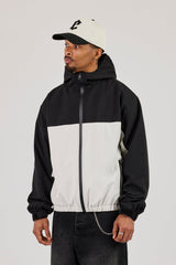 Nylon Contrast Windbreaker - Black