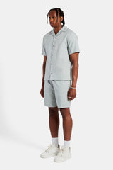 Striped Button Front Revere Shirt & Short Set