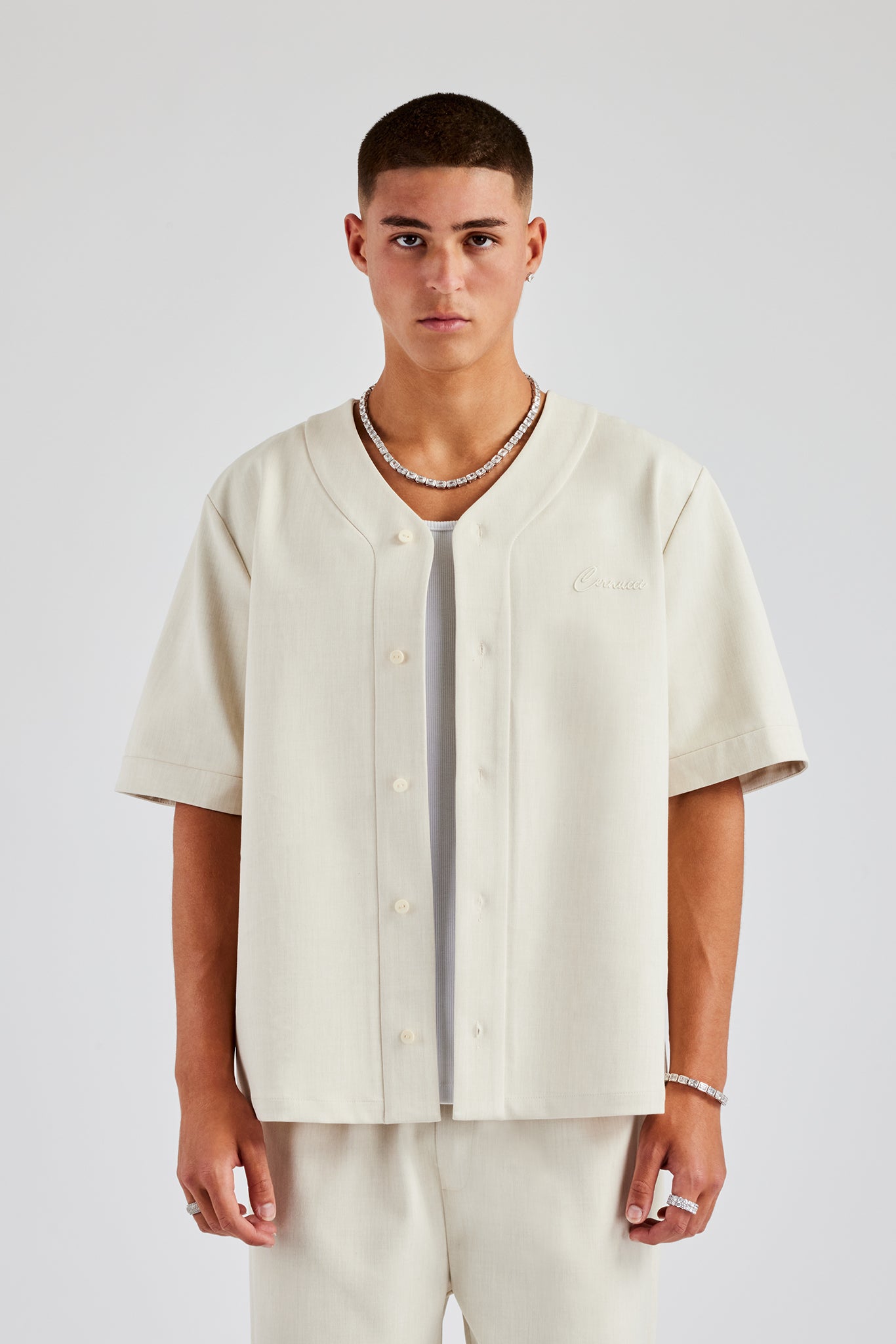 Woven Embroidered Baseball Shirt | Mens Shirts | Shop Plain Shirts