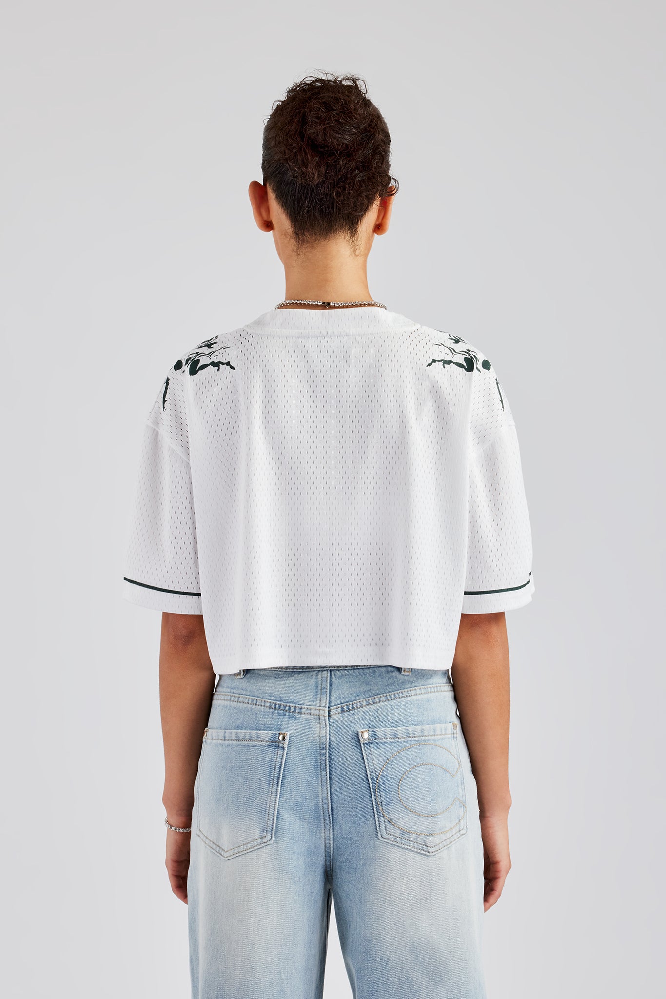 Mesh Cropped 86 Top - White