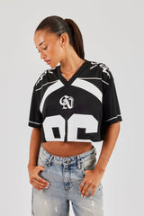 86 Cropped Mesh Top - Black