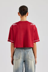 86 Cropped Mesh Top - Cherry Red