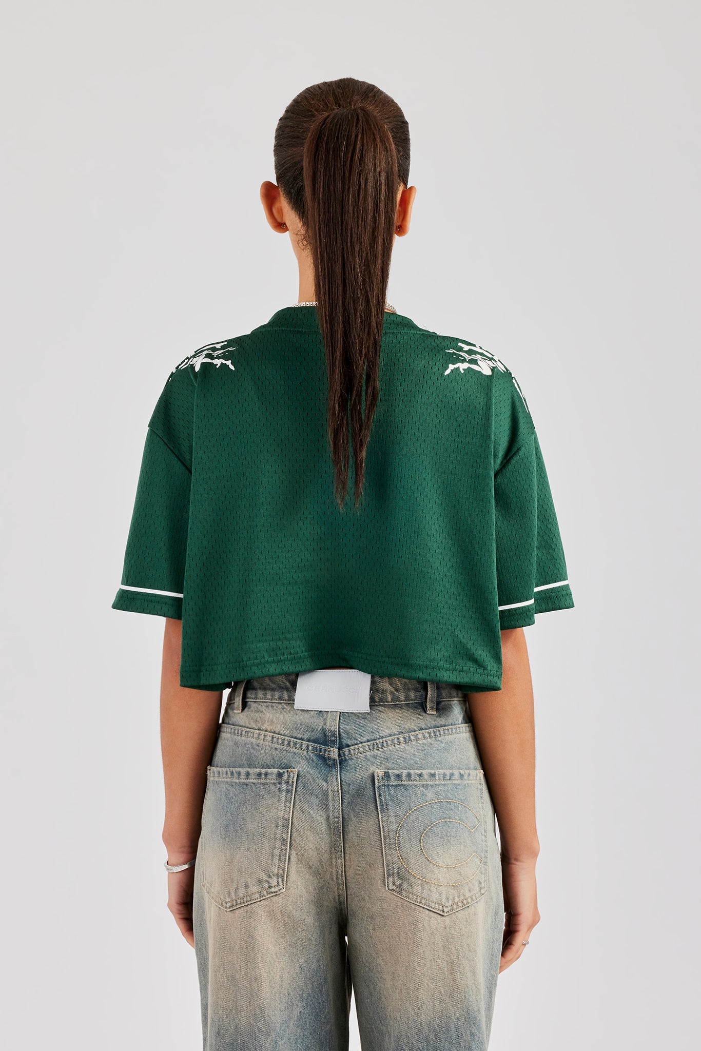 Mesh Cropped 86 Top - Forest Green