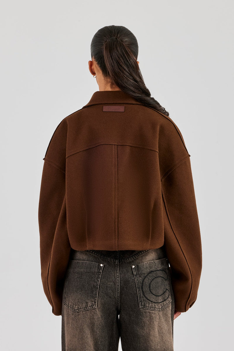 Wool Harrington Jacket - Chocolate