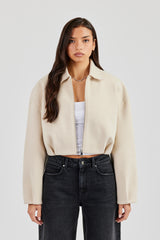 Wool Harrington Jacket - Off White