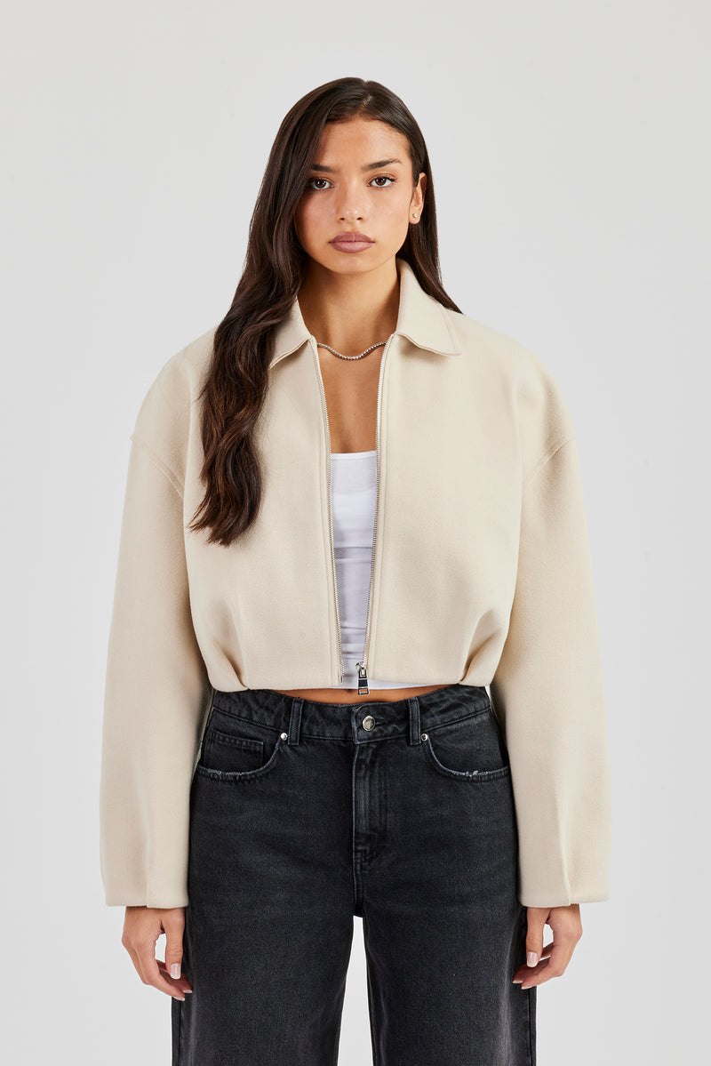 Wool Harrington Jacket - Off White