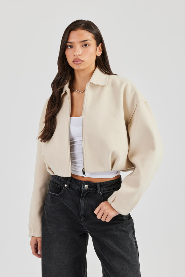 Wool Harrington Jacket - Off White