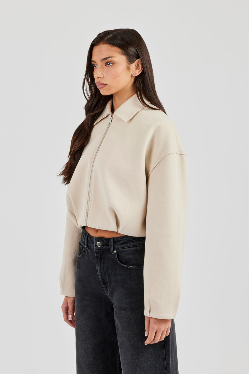 Wool Harrington Jacket - Off White