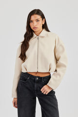 Wool Harrington Jacket - Off White