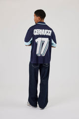 Cernucci Contrast Panel Football Top - Navy