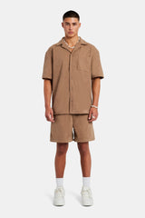 Heavyweight Textured Shirt & Short Set - Mocha