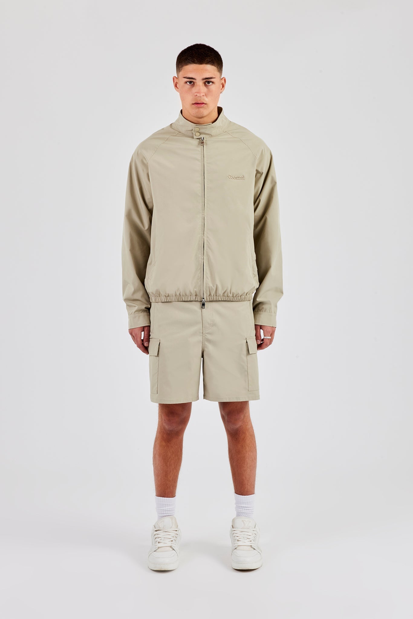 Funnel Neck Jacket & Shorts - Green