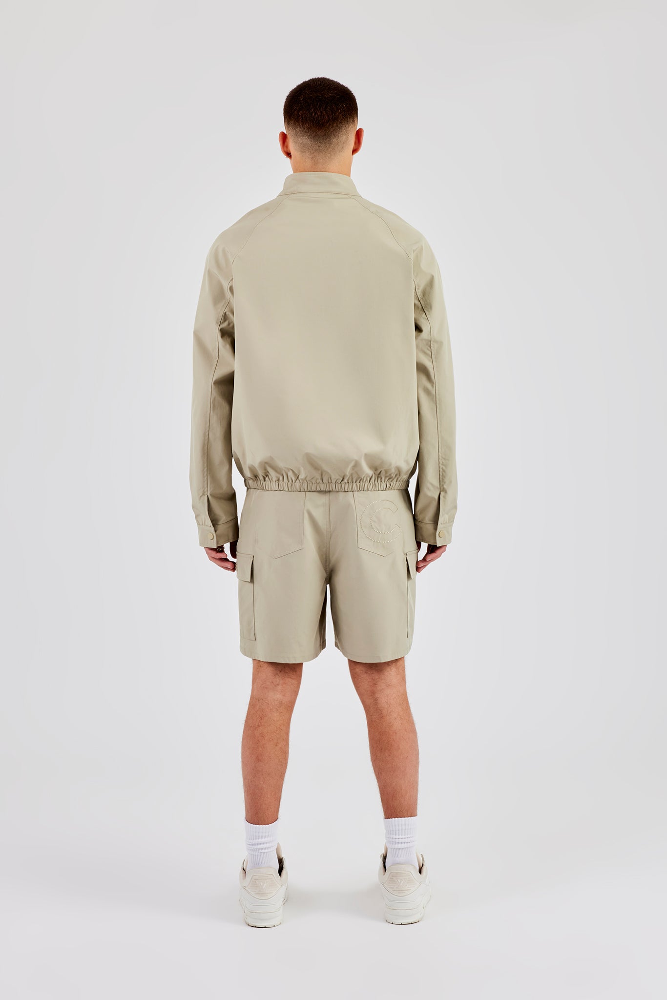 Funnel Neck Jacket & Shorts - Green