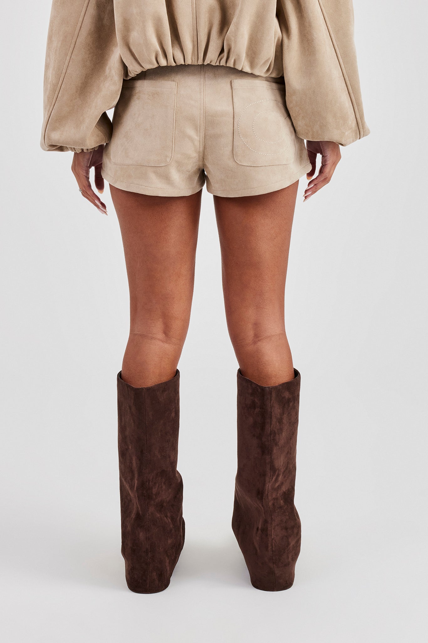 Suede Micro Short - Beige | Womens Shorts | Shop Plain Shorts at