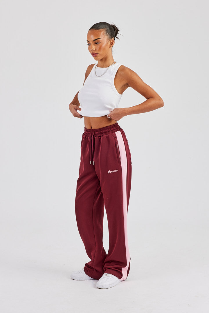 Contrast Panel Track Pant - Burgundy