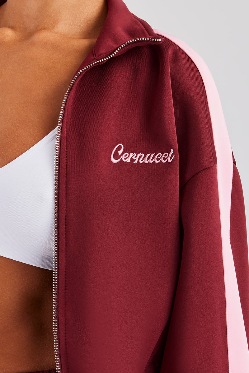 Womens Contrast Panel Track Jacket - Burgundy