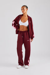 Womens Contrast Panel Track Jacket & Pant - Burgundy