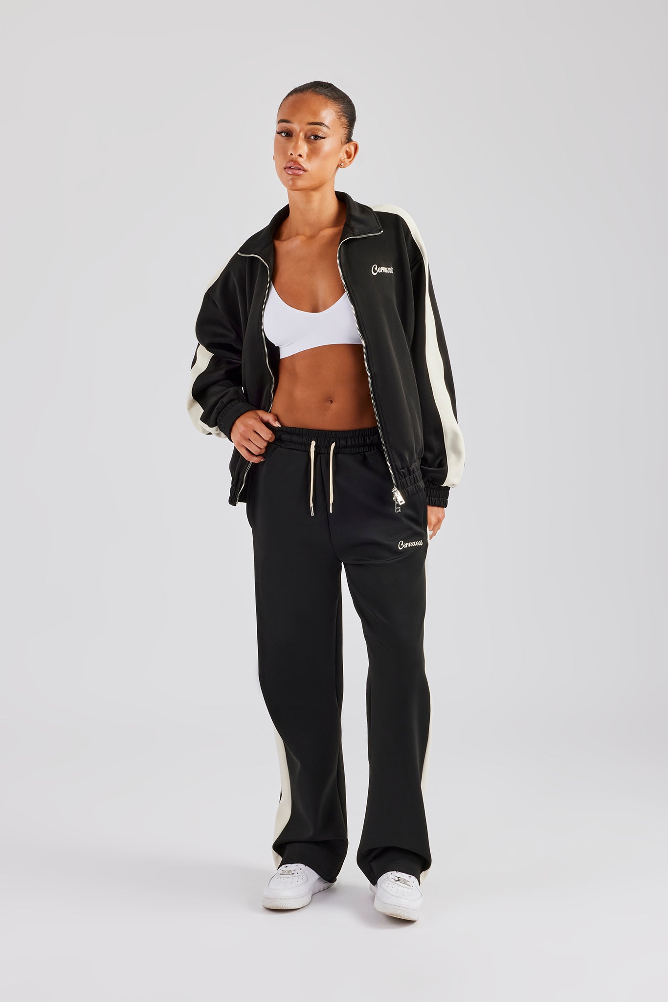 Womens Contrast Panel Tracksuit - Black | Womens Sets | Shop