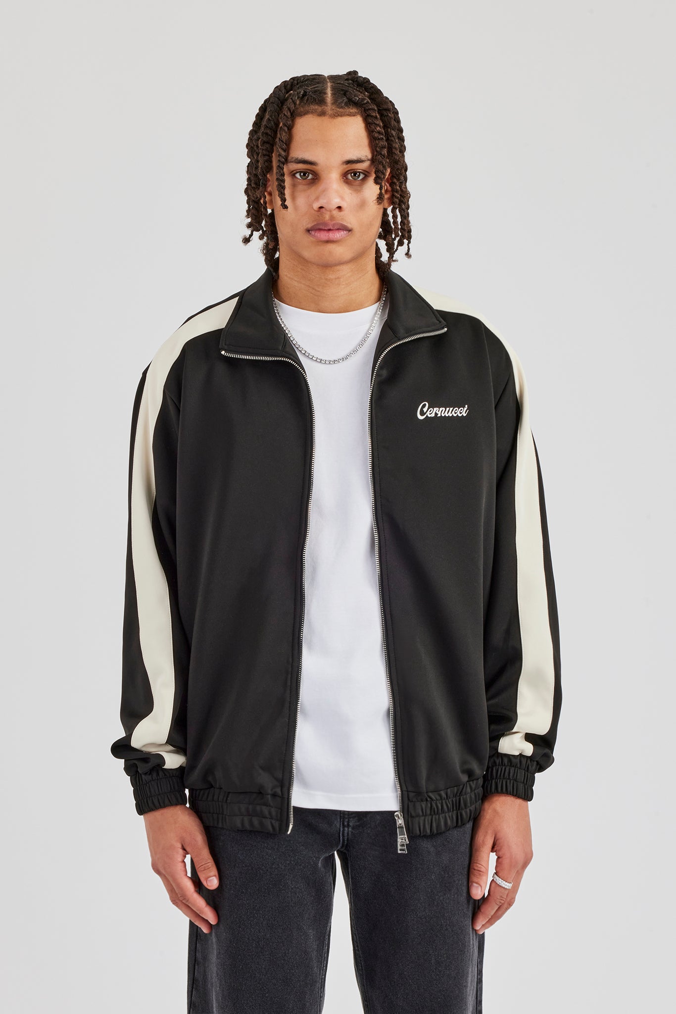 Contrast Panel Track Jacket - Black