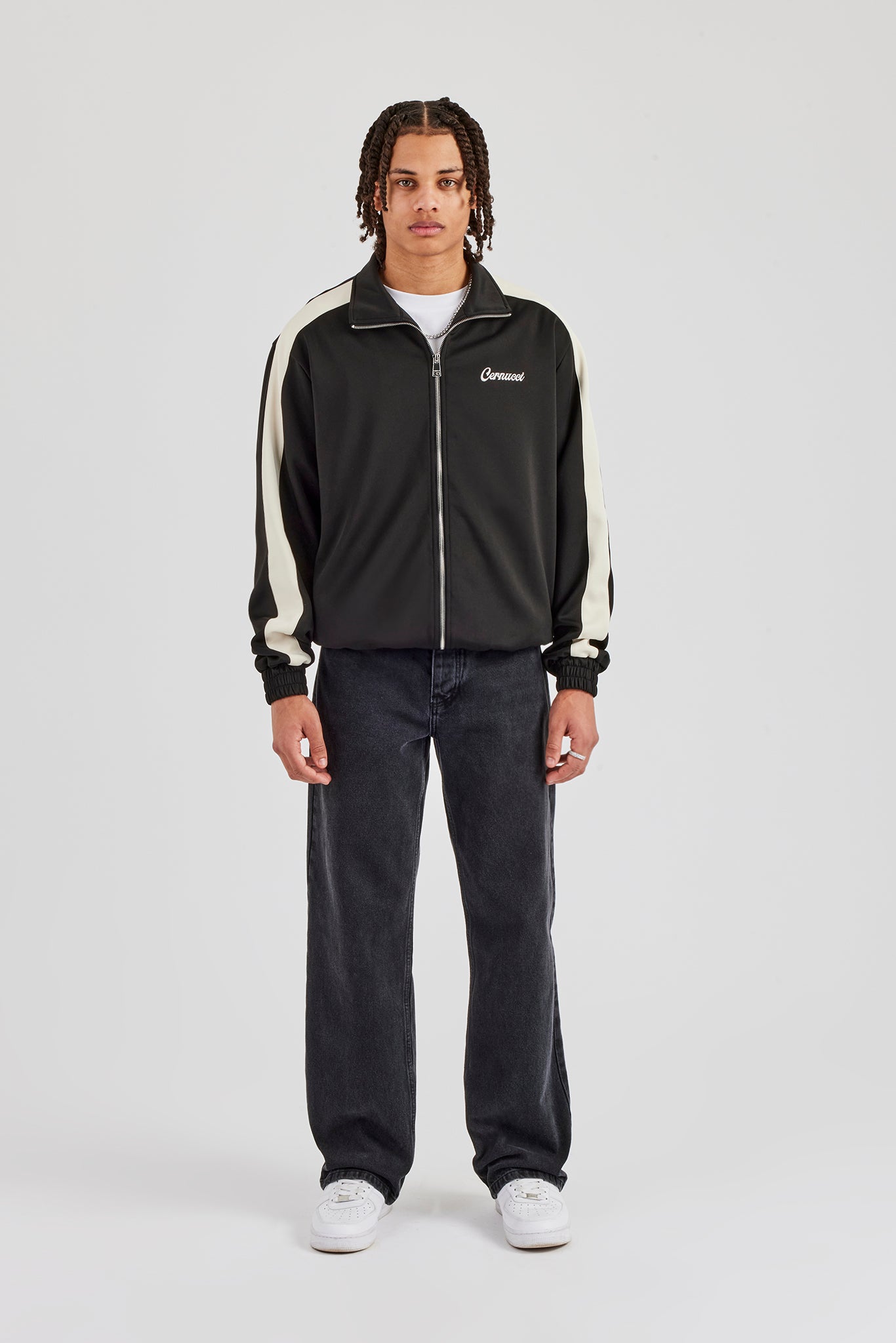 Contrast Panel Track Jacket - Black