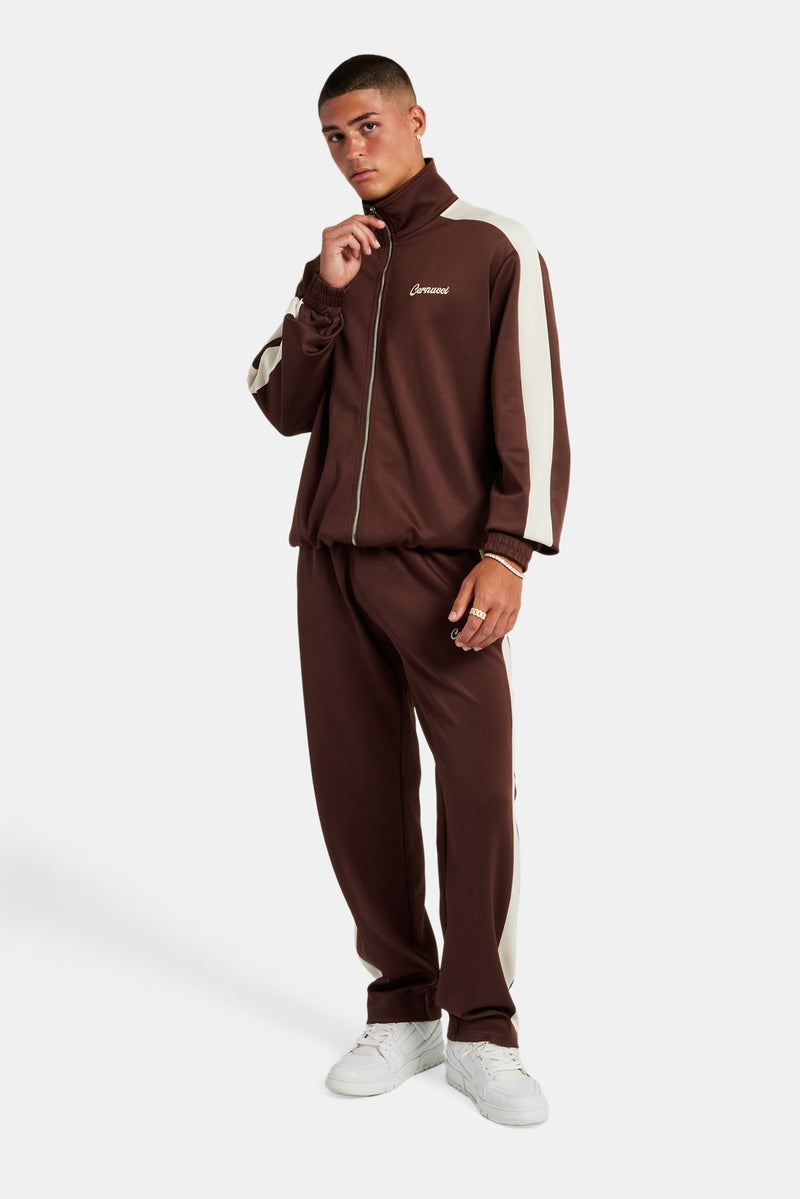 Contrast Panel Tracksuit - Chocolate