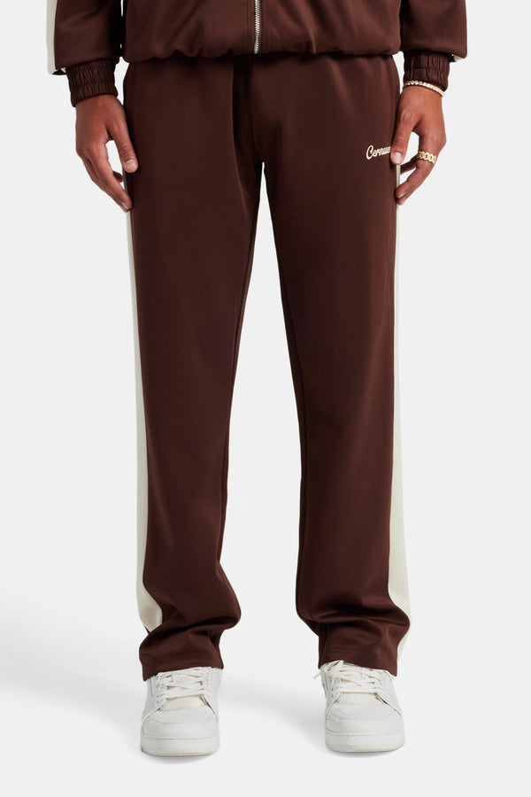 Contrast Panel Track Pant - Chocolate