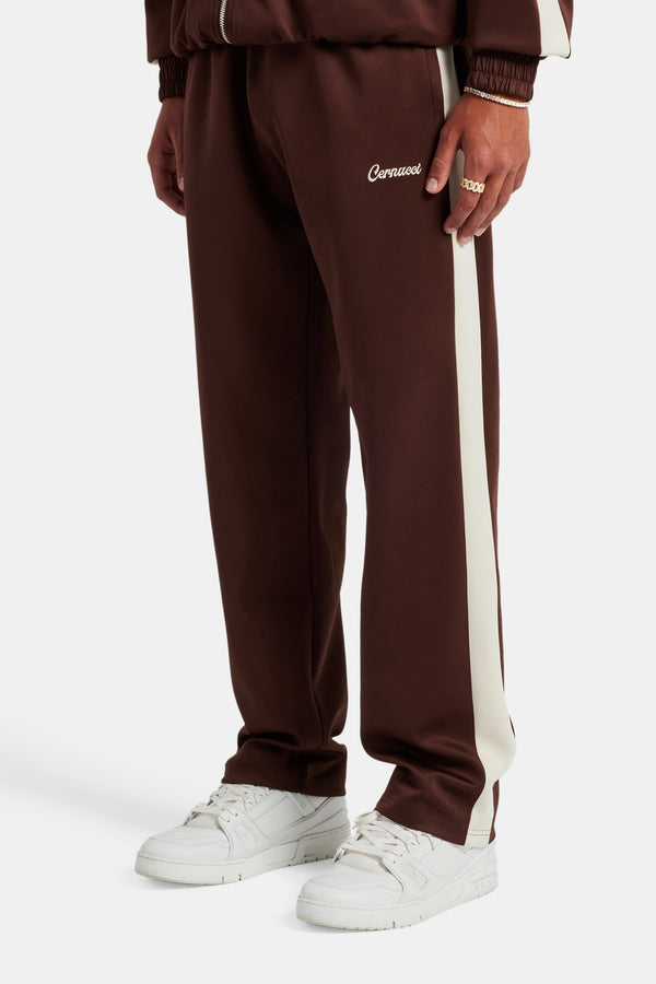 Contrast Panel Track Pant - Chocolate