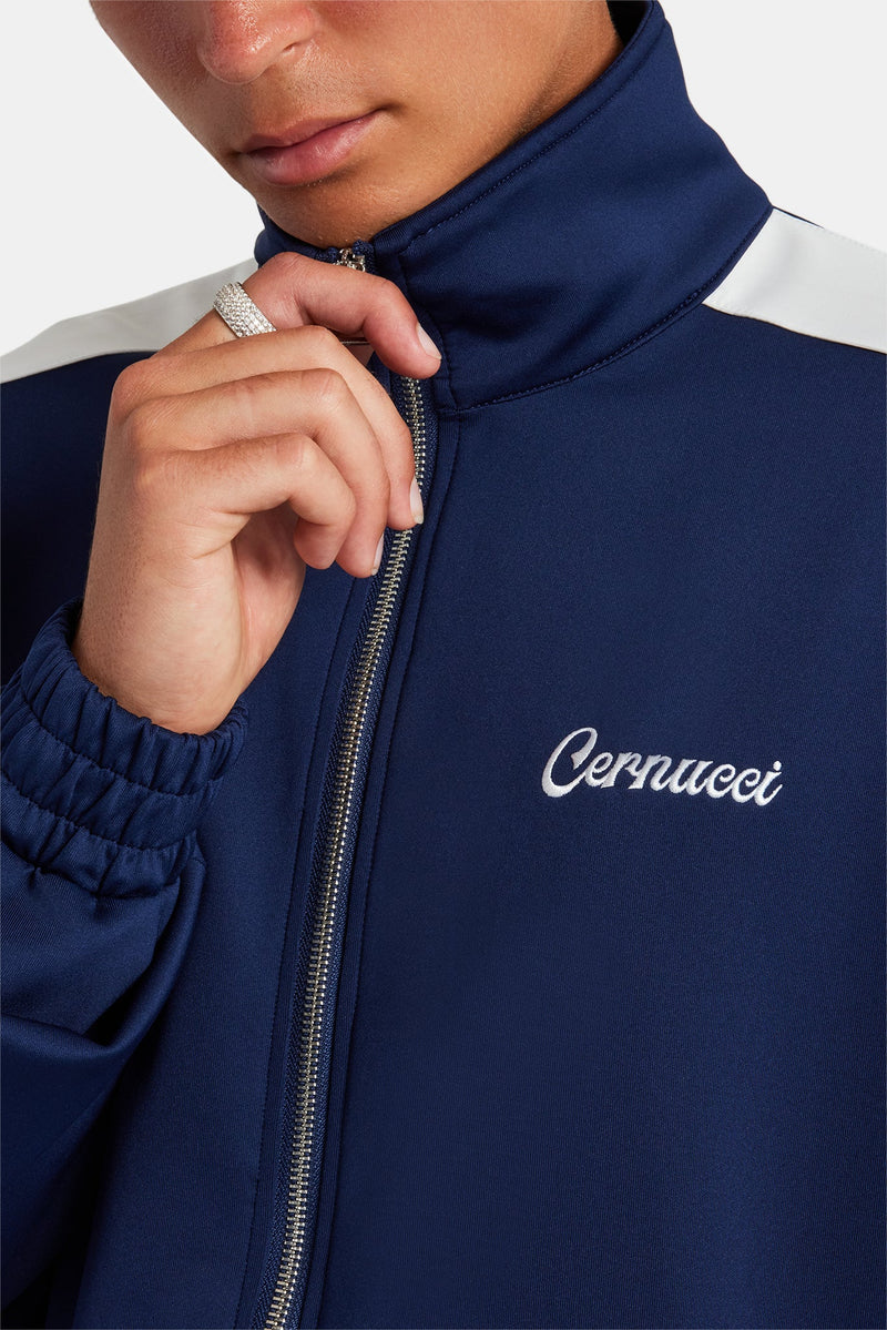 Contrast Panel Track Jacket - Navy