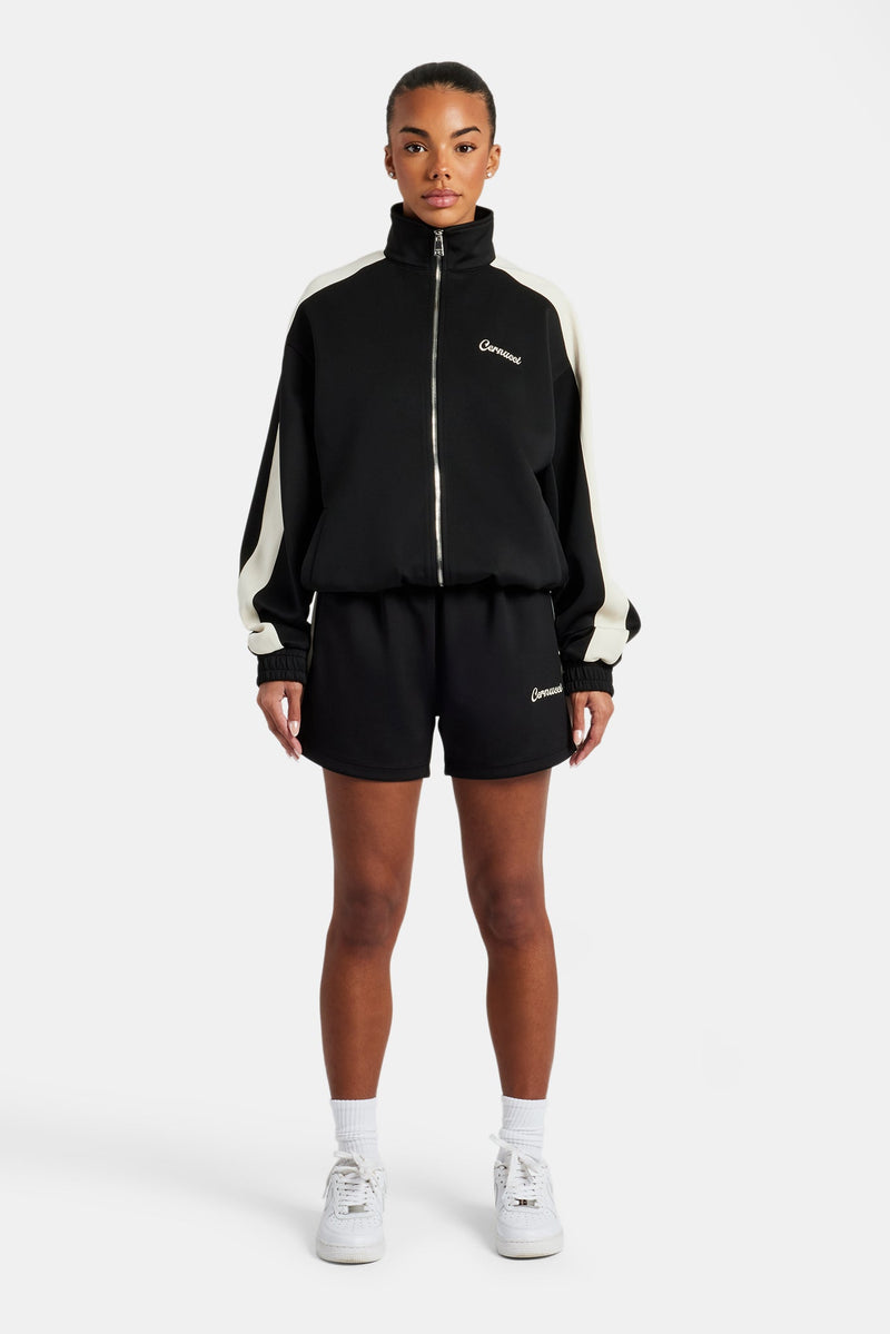 Womens Contrast Panel Shorts - Black