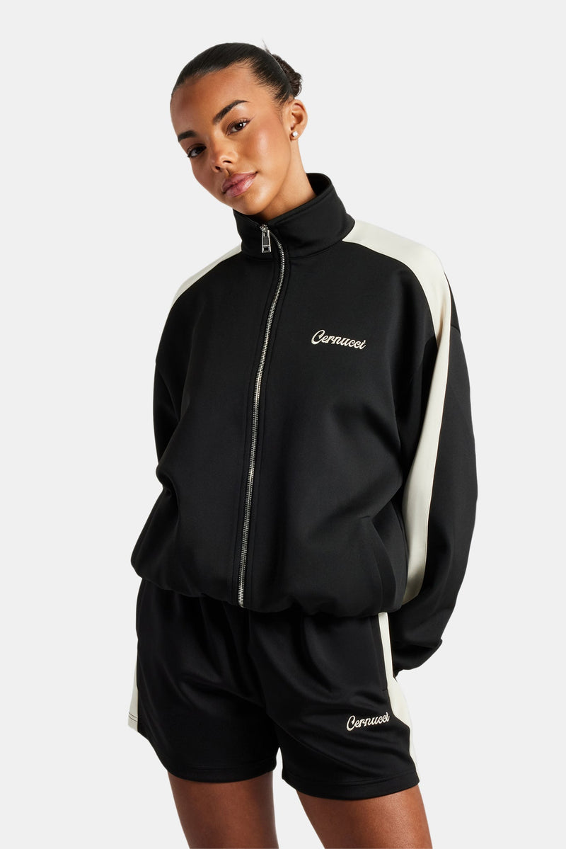 Womens Contrast Panel Track Jacket - Black