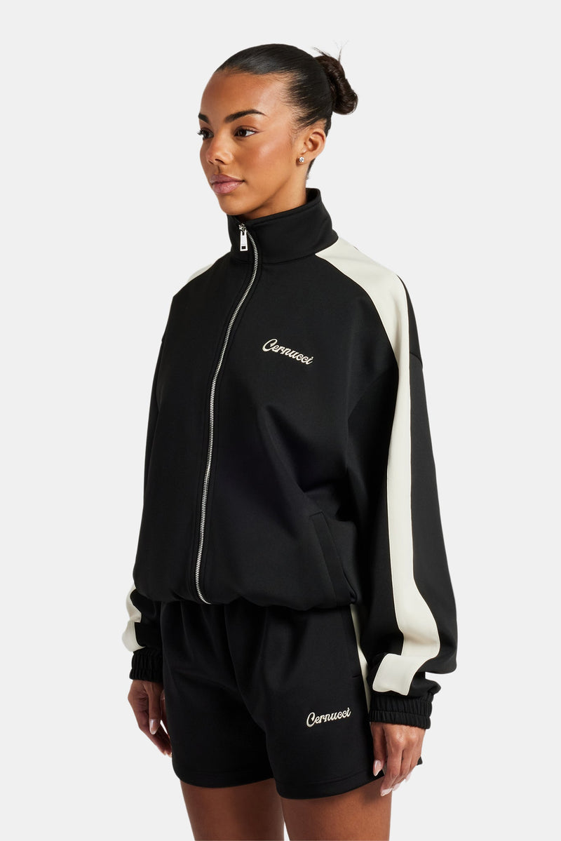 Womens Contrast Panel Track Jacket - Black