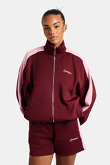 Womens Contrast Panel Track Jacket - Burgundy