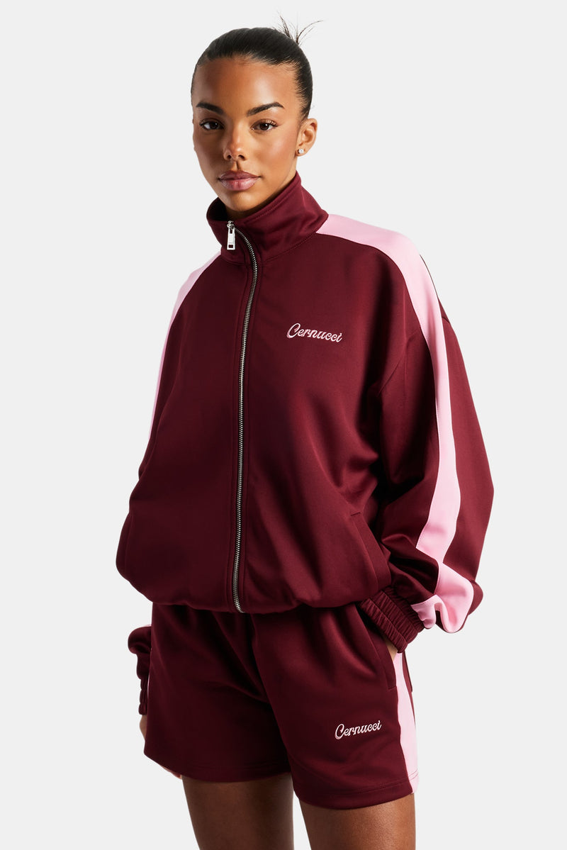 Womens Contrast Panel Track Jacket - Burgundy