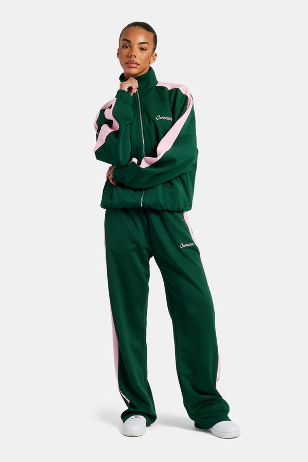 Womens Contrast Panel Tracksuit - Green