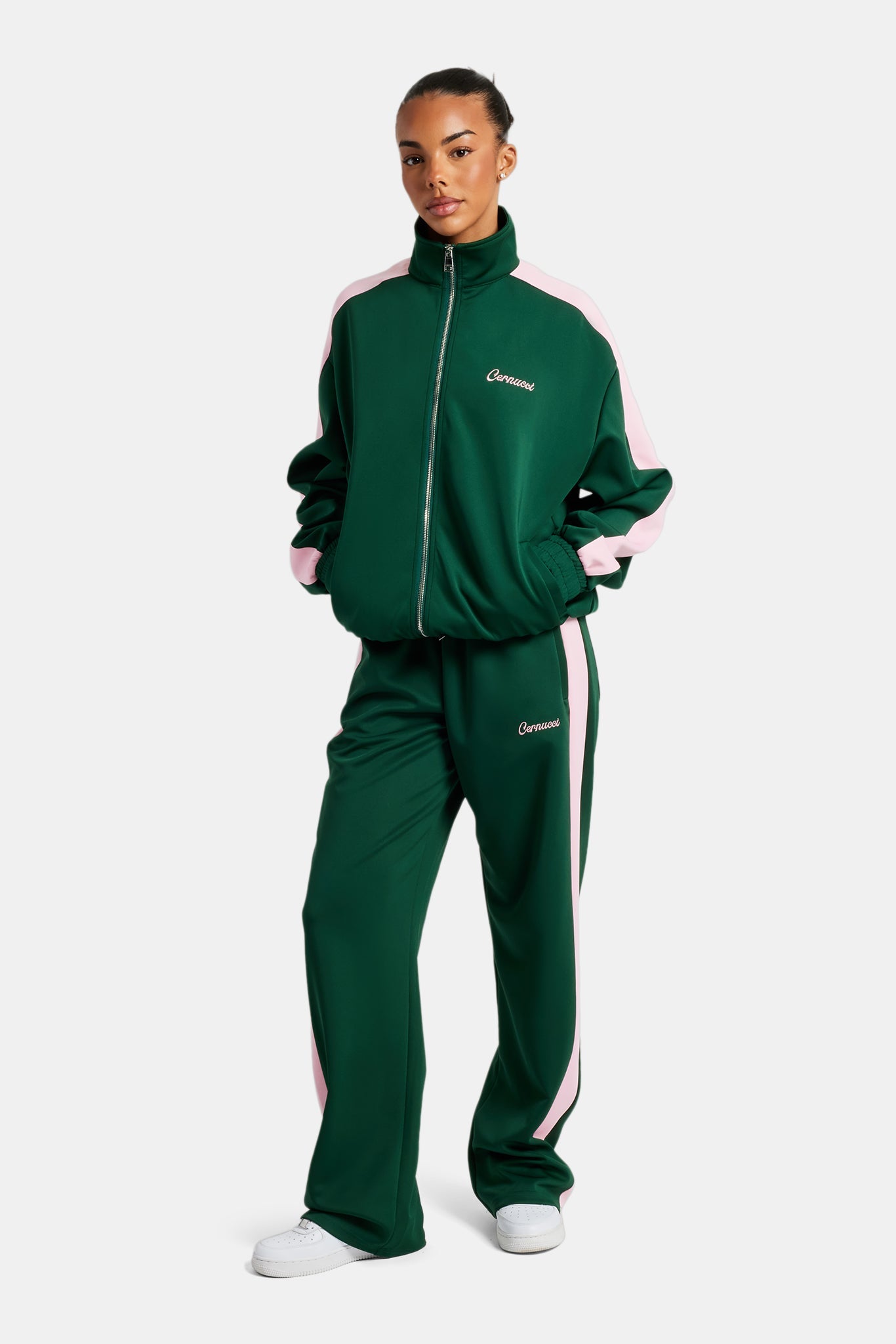 Womens Contrast Panel Tracksuit Green