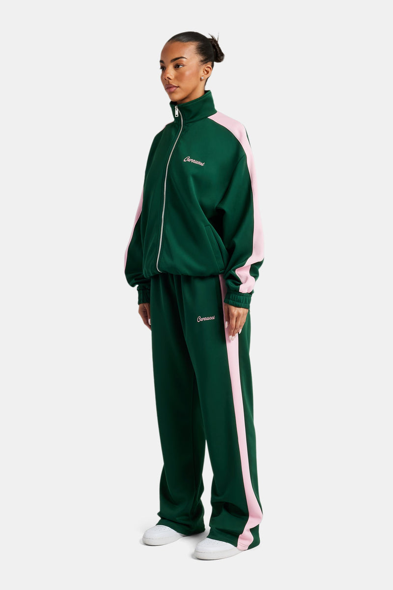 Womens Contrast Panel Tracksuit - Green